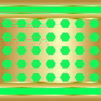 Set green screen background with golden geometric. vector