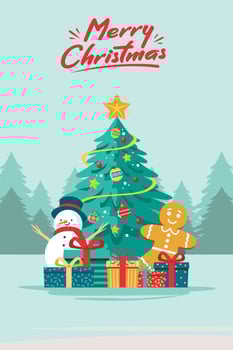 Christmas tree. Merry Christmas and New Year Greeting card. Vector Illustration