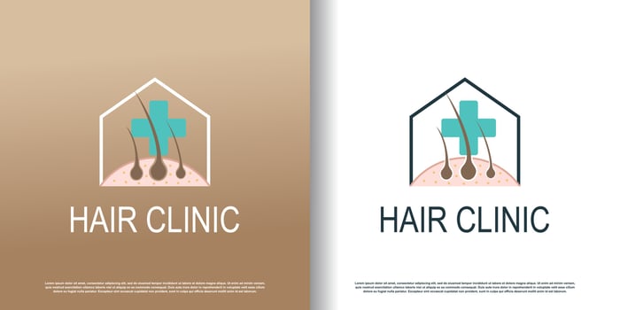 hair clinic logo icon with creative concept  premium vector