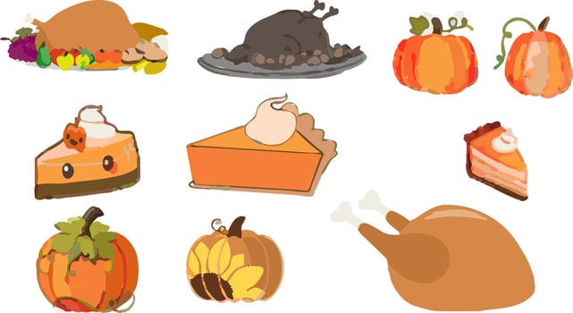 Icon set thanksgiving vector
