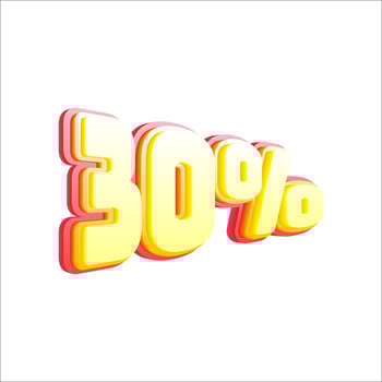 30 percent discount, 3D number price off tag vector