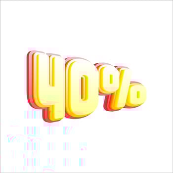 40 percent discount, 3D number price off tag vector