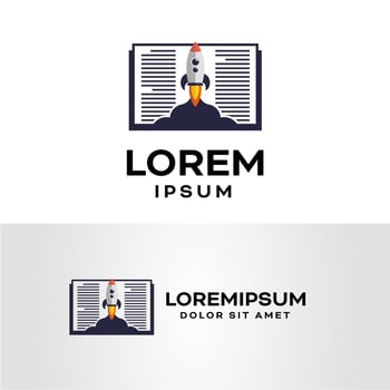 Rocket Book Logo Design Template with white background vector