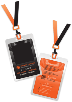 Professional business stationery items set black orange modern color styles png illustration