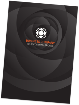 Professional business stationery items set black orange modern color styles png illustration