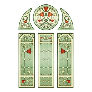 Stained glass windows in a Church. vector