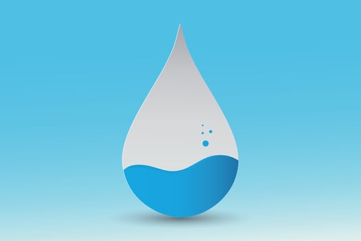 Water drop on blue background, fresh clean blue liquid sign vector