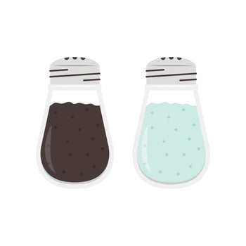 Vector pepper and salt shaker kitchen icon. Pepper and salt bottle shaker vector.