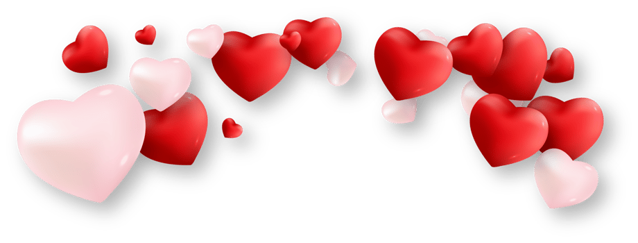 Red and Pink Love Hearts with Shadow png