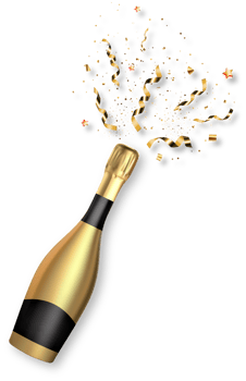 Golden Champagne Bottle with Party Confetti png