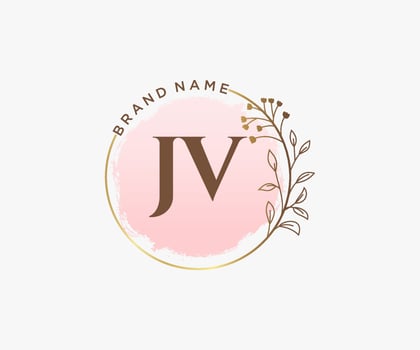 Initial JV feminine logo. Usable for Nature, Salon, Spa, Cosmetic and Beauty Logos. Flat Vector Logo Design Template Element.