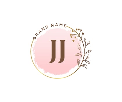 Initial JJ feminine logo. Usable for Nature, Salon, Spa, Cosmetic and Beauty Logos. Flat Vector Logo Design Template Element.