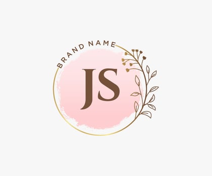 Initial JS feminine logo. Usable for Nature, Salon, Spa, Cosmetic and Beauty Logos. Flat Vector Logo Design Template Element.