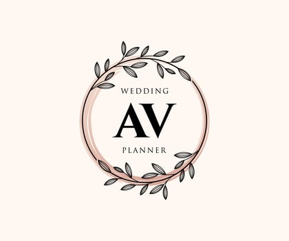 AV Initials letter Wedding monogram logos collection, hand drawn modern minimalistic and floral templates for Invitation cards, Save the Date, elegant identity for restaurant, boutique, cafe in vector