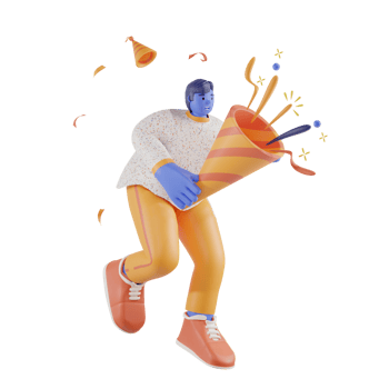 3d party people celebrate with confetti png