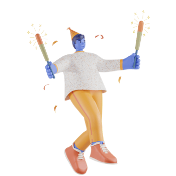 3d party people celebrate with sparkler png