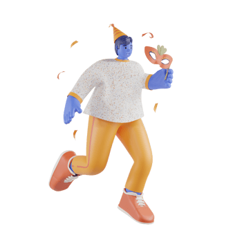 3d party people celebrate with mask party png