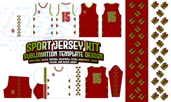 christmas gift box Jersey Apparel Sport Wear Sublimation pattern Design 230 for Soccer Football E-sport Basketball volleyball Badminton Futsal t-shirt vector