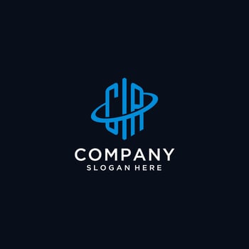 CA initial monogram logo with hexagonal shape and swoosh design vector