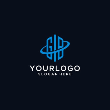 GB initial monogram logo with hexagonal shape and swoosh design vector
