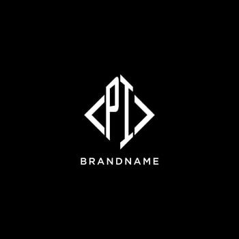 PI initial monogram with rhombus shape logo design vector