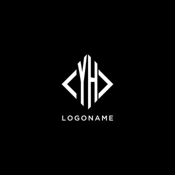YH initial monogram with rhombus shape logo design vector
