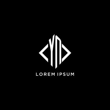 YN initial monogram with rhombus shape logo design vector