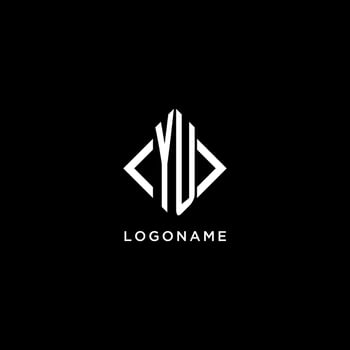 YU initial monogram with rhombus shape logo design vector