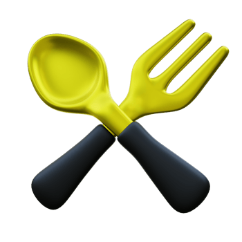 Luxury Gold Fork and Spoon 3d Illustration png