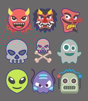 stickers Collection cartoon pop Pro vector