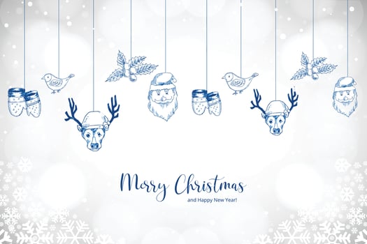 Beautiful decorative christmas elements sketch holiday card background vector