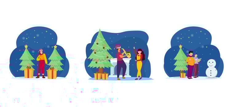 Christmas Day Flat Bundle Design vector