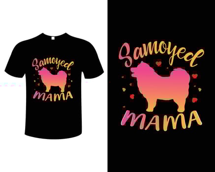 Samoyed Dog Typography Vintage Illustration T-Shirt Design Vector Template