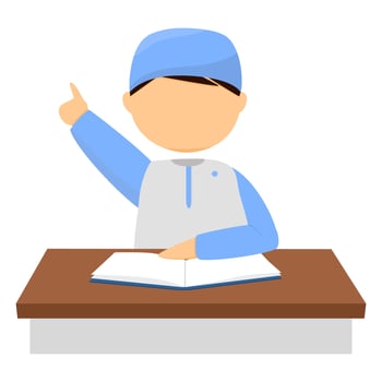 a boy raises her right hand vector