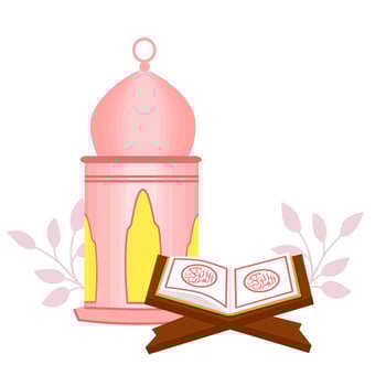 illustration of the Koran and a lantern vector