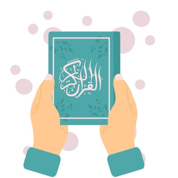 illustration of the holy quran held in both hands vector