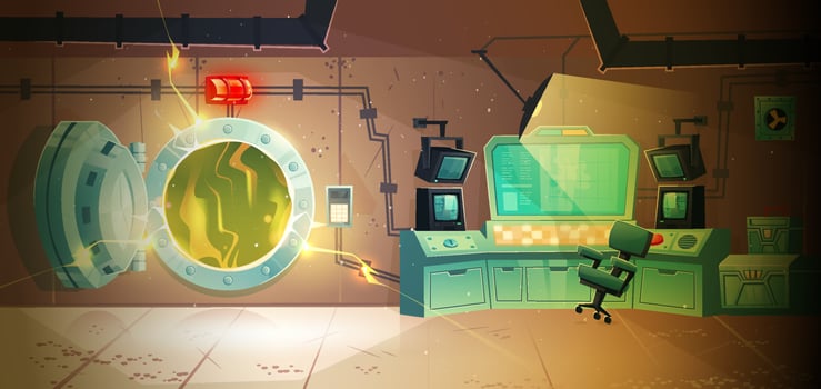 Control panel room in nuclear power plant vector