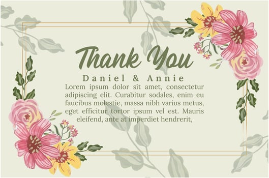 watercolor flower thank you card template vector