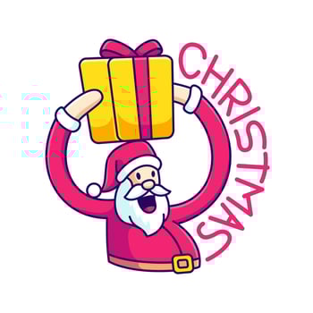 santa claus brings surprise christmas gift box vector