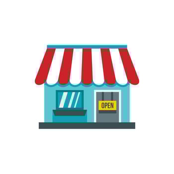 Shop store icon, flat style vector
