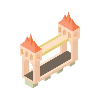 Bridge with towers icon, cartoon style vector