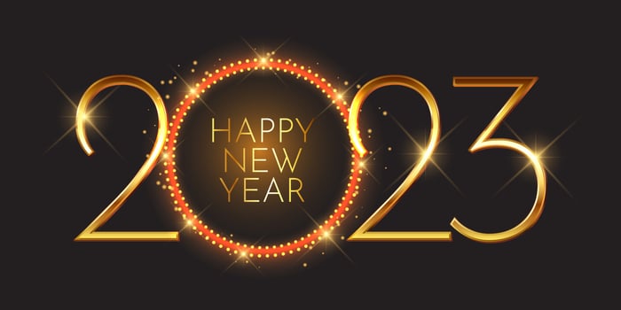 Happy New Year banner with metallic numbers design vector