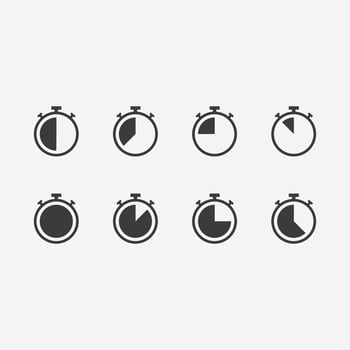 Timer icon vector set. countdown, time, stopwatch, counter symbol sign