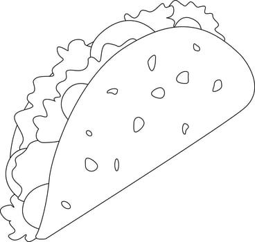 Taco silhouette. Mexican traditional food. Design for logo, menu, banner, poster. vector