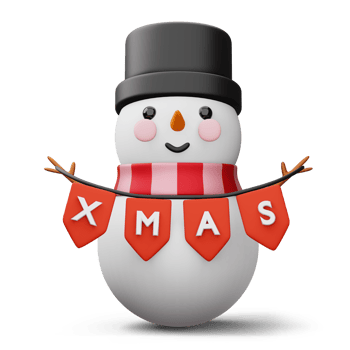 Cute snowman character, merry christmas, 3d rendering png