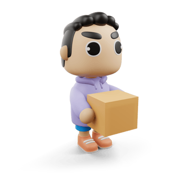 Delivery man holding a box, 3d rendering png