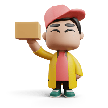 Delivery man holding a box, 3d rendering png