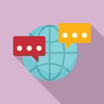 Global sms chat icon, flat style vector