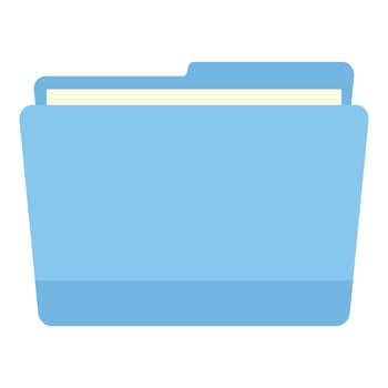 Blue computer file folder icon, flat style vector