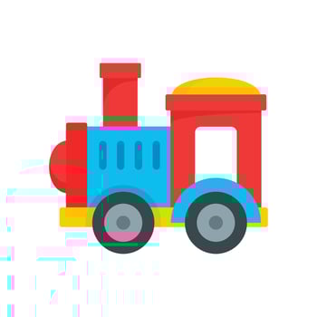 Toy train icon, flat style vector